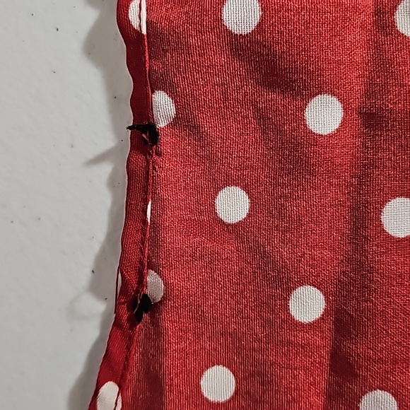Red White PolkaDot Tie Front Crop Top Retro Flirty Sleeves Versatile - Picture 8 of 11